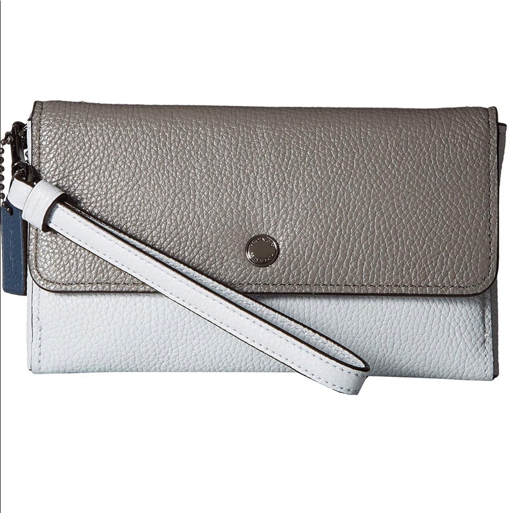 COACH Womens Triple Wristlet Color Block Leather